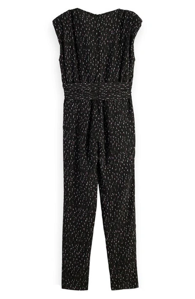 Scotch & Soda Ikat Print Belted Jumpsuit In Black Ikat Rain