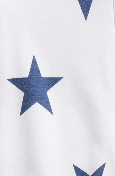 Shop Sammy + Nat Print Fitted One-piece Pima Cotton Footie Pajamas In Blue Stars