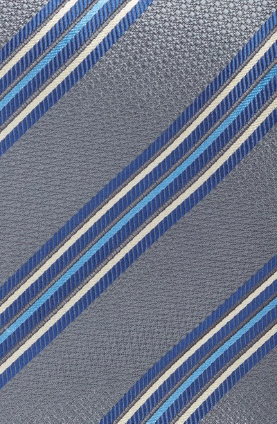 Shop Canali Stripe Silk Tie In Grey