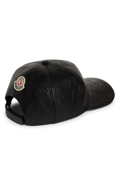 Shop Moncler Genius X Billionaire Boys Club Leather Baseball Cap In Black