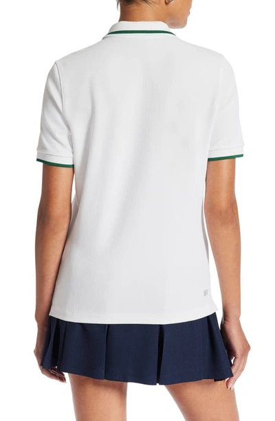 Shop Lacoste Tipped Piqué Polo In 3b7 Blanc/ Roquette