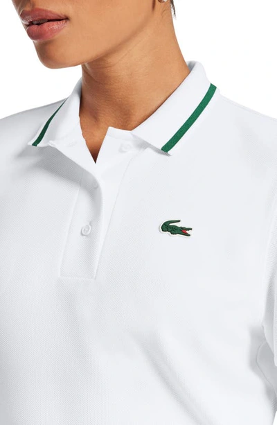 Shop Lacoste Tipped Piqué Polo In 3b7 Blanc/ Roquette