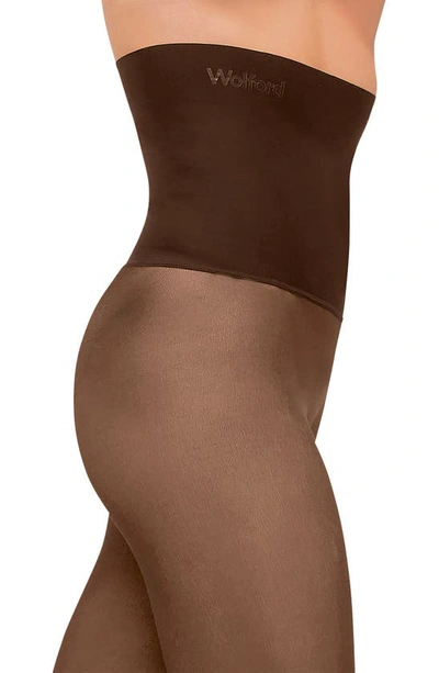Shop Wolford Fatal High Waist Tights In Umber