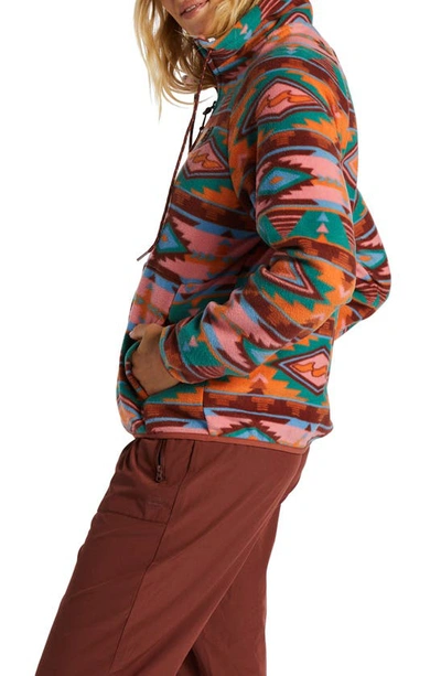 Billabong Boundary Lite Print Water Repellent Zip-up Fleece Jacket In Rosewood