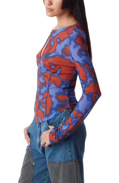 Shop Circus Ny Devyn Abstract Print Long Sleeve Top In Baja Blue - Twisted Tie Dye