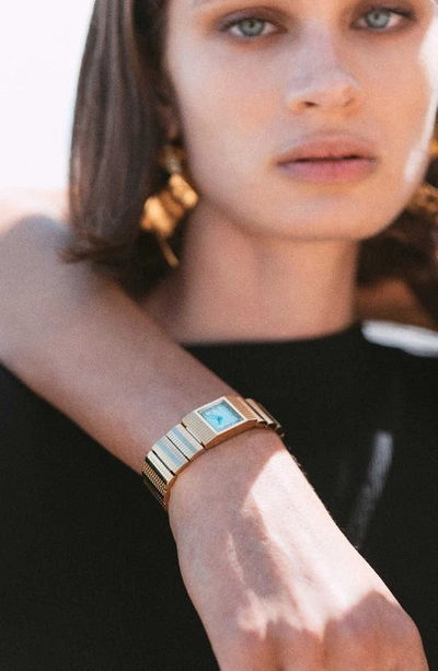 Breda Groove Metal Bracelet Watch In Turquiose, Women's At Urban Outfitters In Gold