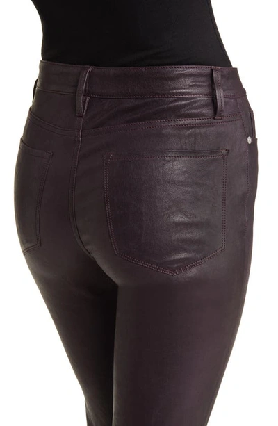 Shop Frame Le Crop Mini Boot Leather Pants In Plum