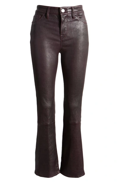 Shop Frame Le Crop Mini Boot Leather Pants In Plum