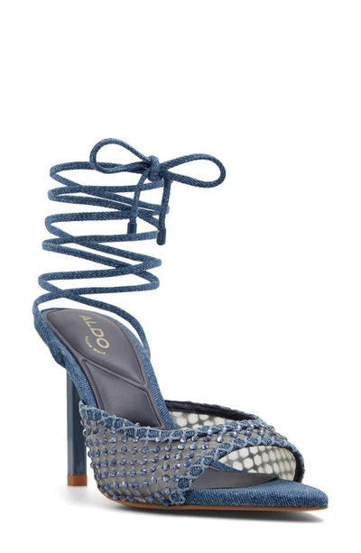 Shop Aldo Jessamine Ankle Wrap Pointed Toe Sandal In Medium Blue