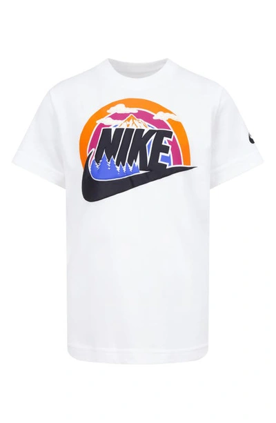 Shop Nike Kids' Wilderness Futura Logo Graphic T-shirt In White