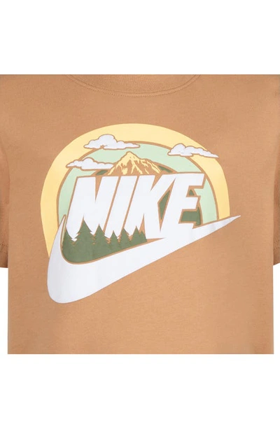 Shop Nike Kids' Wilderness Futura Logo Graphic T-shirt In Amber/ Brown