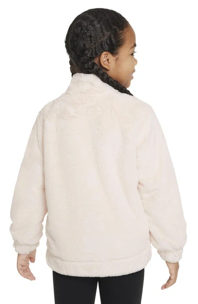 Shop Nike Kids' Swoosh Faux Fur Jacket In Sail