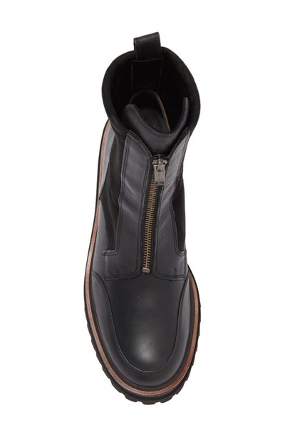 Paul Green Sheridan Lug Zip Bootie In Black Combo