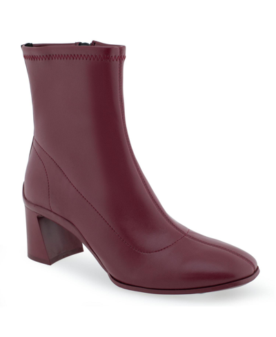 Shop Aerosoles Women's Corinda Midcalf Mid Heel Boots In Pomegranate Polyurethane Leather