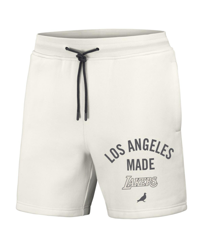 Shop Staple Men's Nba X  Cream Los Angeles Lakers Heavyweight Fleece Shorts