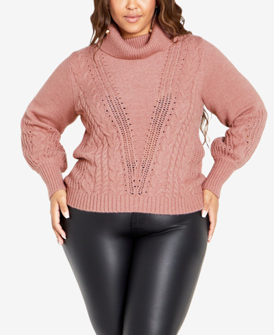 Shop Avenue Plus Size Maeve Turtleneck Sweater In Rose