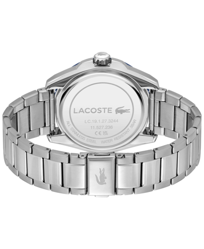 Shop Lacoste Men's Finn Quartz Silver-tone Stainless Steel Bracelet Watch 44mm