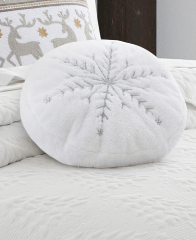 Levtex O Christmas Tree Snowflake Decorative Pillow, 16" Round In White