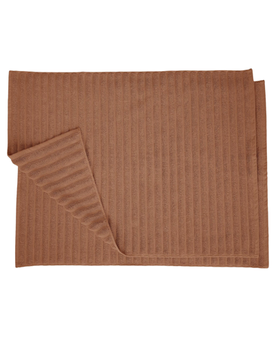 Shop Superior Cotton Textured Stripes Bath Mat, Set Of 2 In Brown