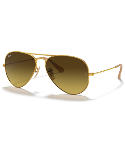 Ray Ban Aviator Gradient Sunglasses Gold Frame Brown Lenses 58-14 In Gold Matte,brown Gradient