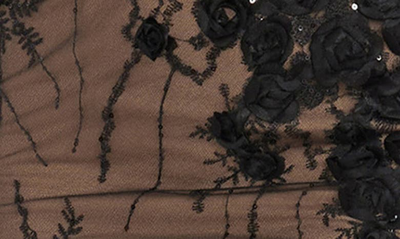 Dress The Population Giovanna Floral Sequin Mermaid Gown In Black-nude