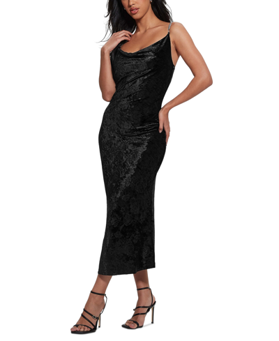 Shop Guess Women's Aida Chain-strap Bodycon Dress In Jet Black A