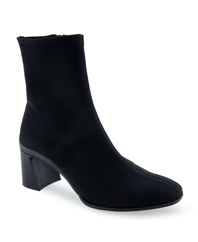 Shop Aerosoles Women's Corinda Midcalf Mid Heel Boots In Black Stretch