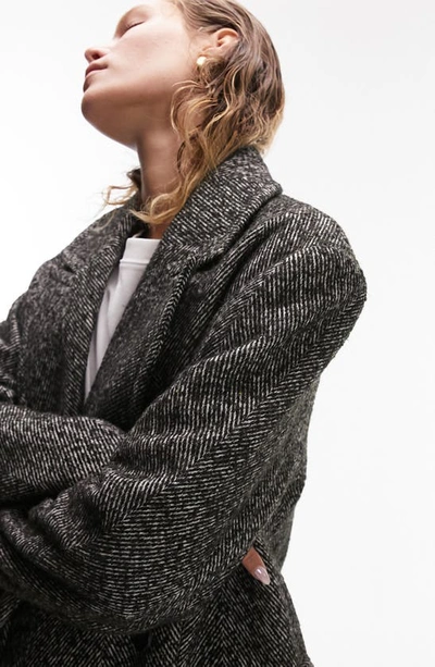 Shop Topshop Wool Blend Longline Coat In Black