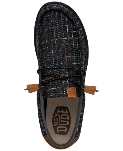 Shop Hey Dude Men's Wally Plaid Canvas Casual Moccasin Sneakers From Finish Line In Navy
