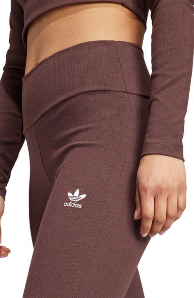 Shop Adidas Originals Essentials Rib Flare Pants In Shadow Brown