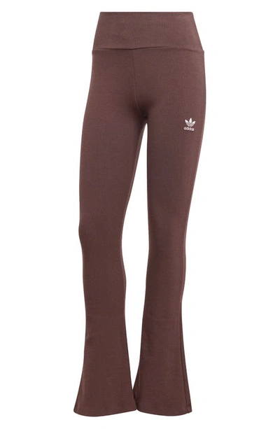 Shop Adidas Originals Essentials Rib Flare Pants In Shadow Brown