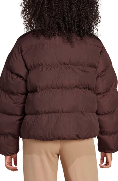 Shop Adidas Originals Crop Puffer Jacket In Shadow Brown