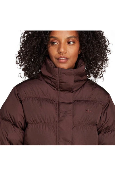 Shop Adidas Originals Crop Puffer Jacket In Shadow Brown