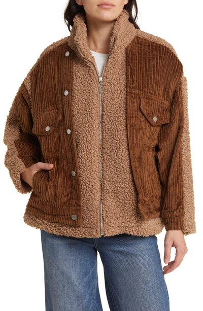 Shop Blanknyc High Pile Fleece & Corduroy Jacket In Sugar Plum