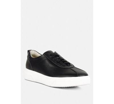 Shop Rag & Co Magull Womens Solid Lace Up Leather Sneakers In Black