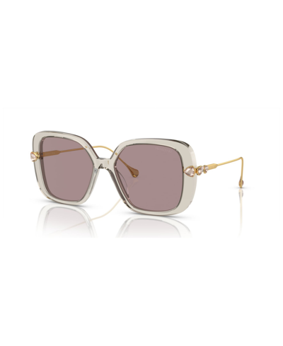 Shop Swarovski Women's Low Bridge Fit Sunglasses Sk6011f In Transparent Light Brown