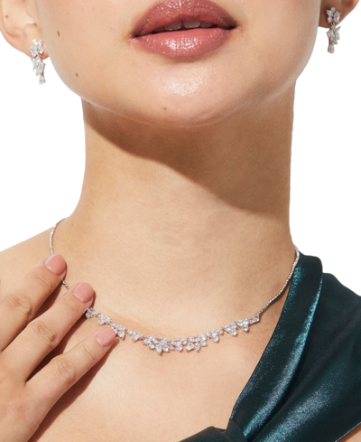 Shop Eliot Danori Silver-tone Crystal Cluster Frontal Necklace, 16" + 2" Extender In Green