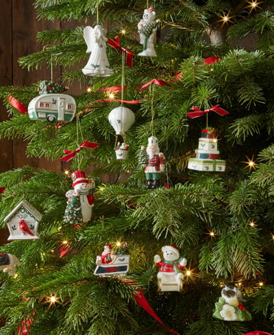 Spode Christmas Tree Teddy Bear Ornaments, Set Of 2 In Green