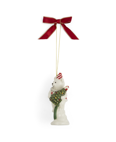 Spode Christmas Tree Teddy Bear Ornaments, Set Of 2 In Green