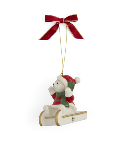 Spode Christmas Tree Teddy Bear Ornaments, Set Of 2 In Green