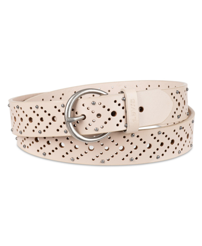 Shop Levi's Women's Studded Fully Adjustable Perforated Leather Belt In Wheat