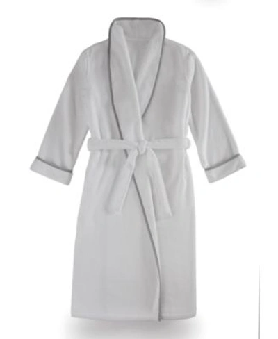 Shop Cassadecor Luxury Plush Bathrobe In White And Linen