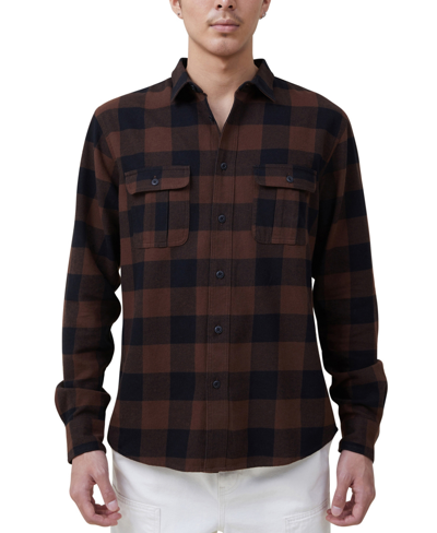 Shop Cotton On Men's Greenpoint Long Sleeve Shirt In Ginger Buffalo Check