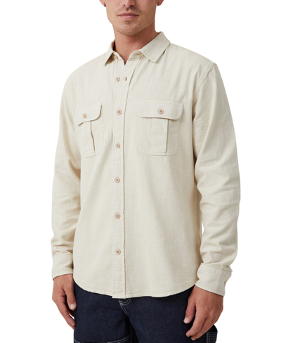 Shop Cotton On Men's Greenpoint Long Sleeve Shirt In Washed Stone