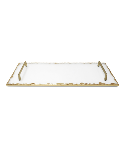 Classic Touch Glass Tray With Gold-tone Rim And Handles, 19.75" L In Gold