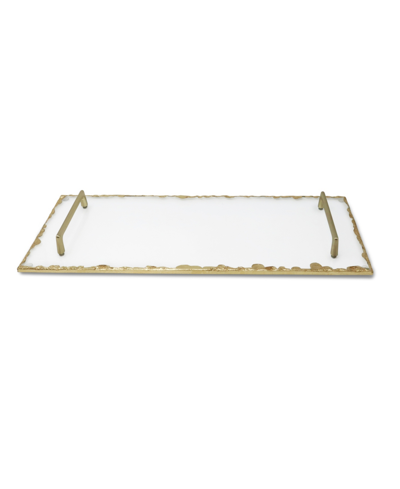 Classic Touch Glass Tray With Gold-tone Rim And Handles, 19.75" L In Gold