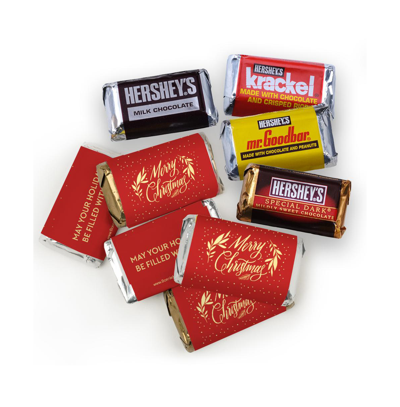 Just Candy 131 Pcs Christmas Candy Chocolate Party Favors Hershey's Miniatures & Red, Green & Silver Kisses (1. In Assorted Pre-pack