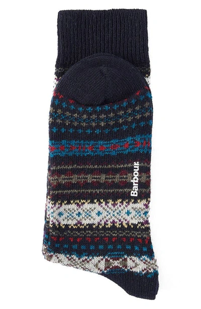 Barbour Boyd Lambswool Blend Socks In Navy Mix