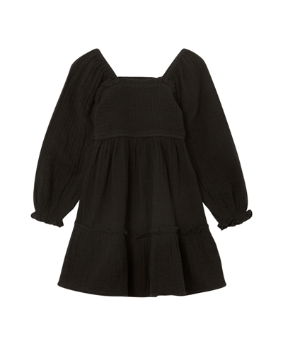 Shop Cotton On Little Girls Abbie Long Sleeve Dress In Black
