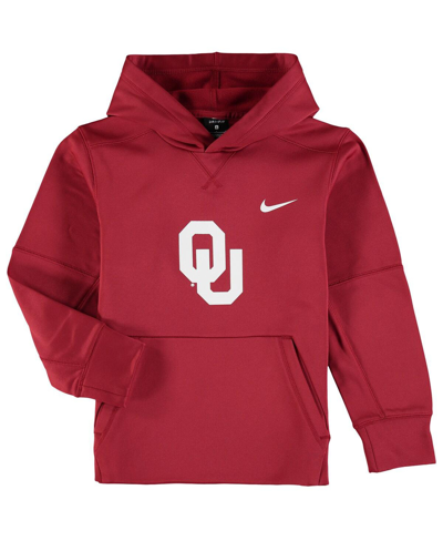 Shop Nike Big Boys  Crimson Oklahoma Sooners Logo Ko Pullover Performance Hoodie